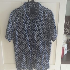 Denim & Flower men’s button-down shirt | blue patterned casual modern fit